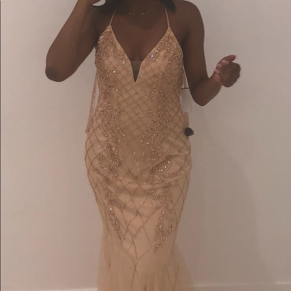 Beautiful Long Gold Prom Dress.